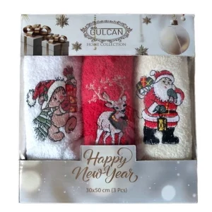 Набір новорічних рушників Gulcan 3 штуки 30х50 Merry Christmas