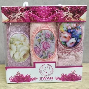 Набір рушників кухонних Swan 3 штуки 30х50 махрові з вишивкою Париж